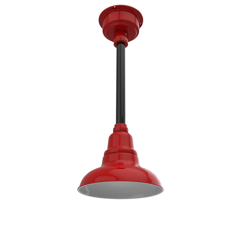 Luminaire suspendu 1 lumière del à simple dôme Idella, Rouge cerise, H 9 po x l 8 po x P 8 po