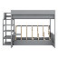 Lit superposé en bois avec 3 tiroirs, lit superposé double avec escalier de rangement et table de chevet-1692167320