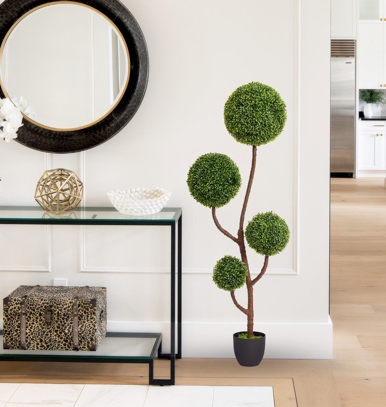 Artificial Boxwood Topiary Tree, 5FT Tall Triple Ball-Shaped Faux Plant Indoor or Outdoor Home and Office Decoration, 1pc/set