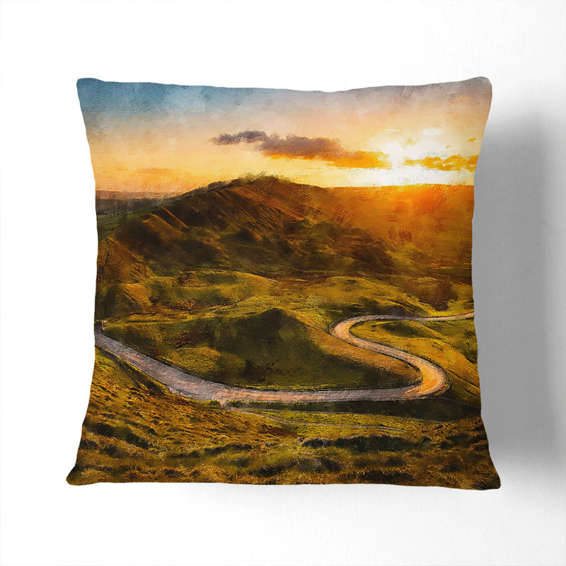 Mam Tor in the Peak District Painting Cushion with Filling, Stone, 55cm H x 55cm W x 20cm D