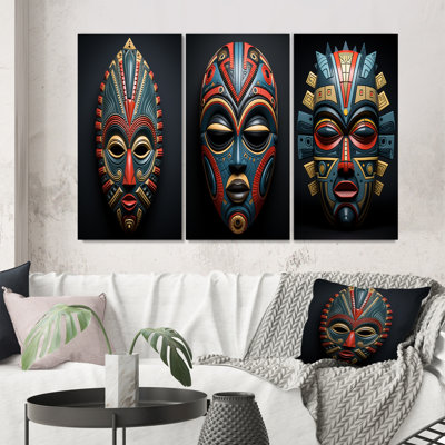 3 pièces sur toile - Masque tribal africain Pende