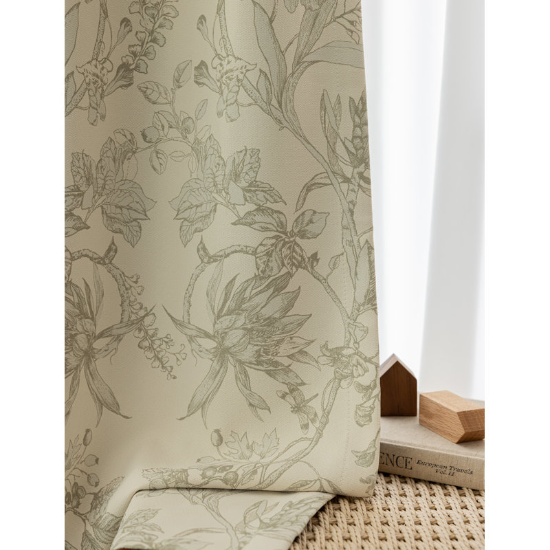 Ella Room Darkening Curtain Panel Pair, 50" W x 90" L, Warm Ivory/Light Sage with Taupe Tone