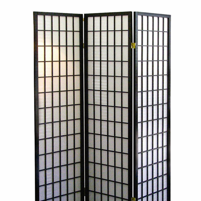 Paravent 70 po à 3 panneaux, cloison d'intimité de style Shoji japonais, finition noire | Idée cadeau, Noir