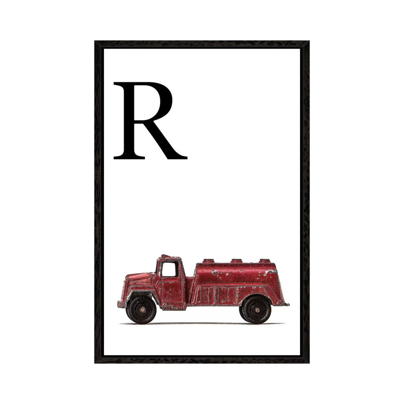 R Water Truck White Letter 1 Piece Wall Art on Canvas, 101.6 cm H x 66.04 cm W, Black Framed