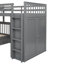 Lit superposé en L avec 3 tiroirs, bureau portable et garde-robe-598334775