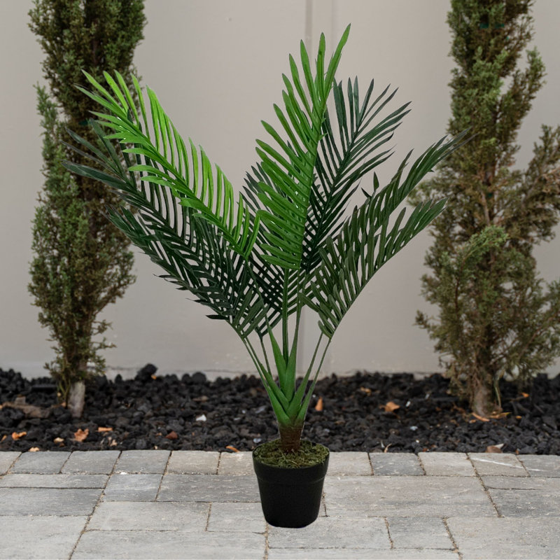 Palmier artificiel H 47,2 pouces avec pot XBrand - Décoration intérieure et extérieure résistante aux rayons UV et nécessitant peu d'entretien