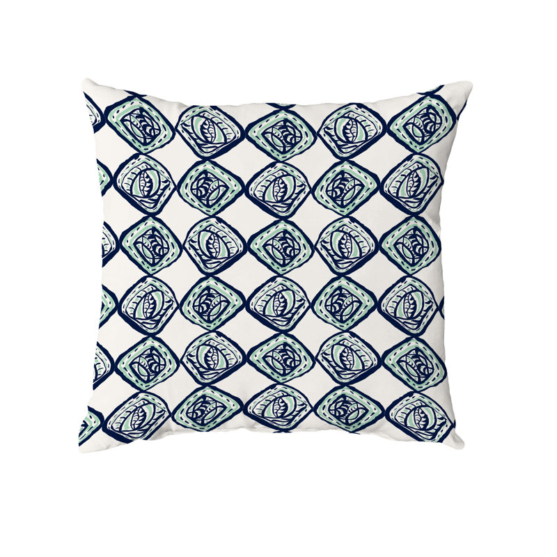 Housse et insert de coussin extérieur d'extérieur, 16" x 16", Bleu marine / vert