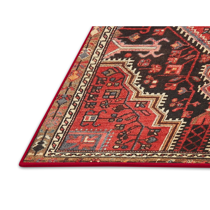 Tapis oriental rouge / brun / noir, Rectangle 5 pi x 7 pi