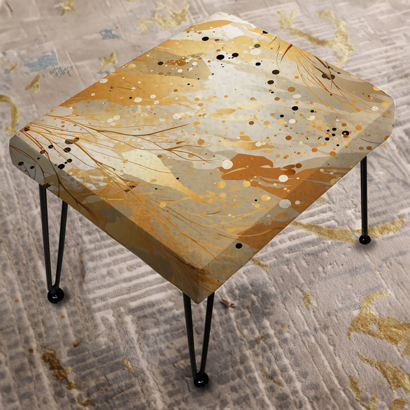 Golden Marble Radiance - Marble Rectangle Ottoman