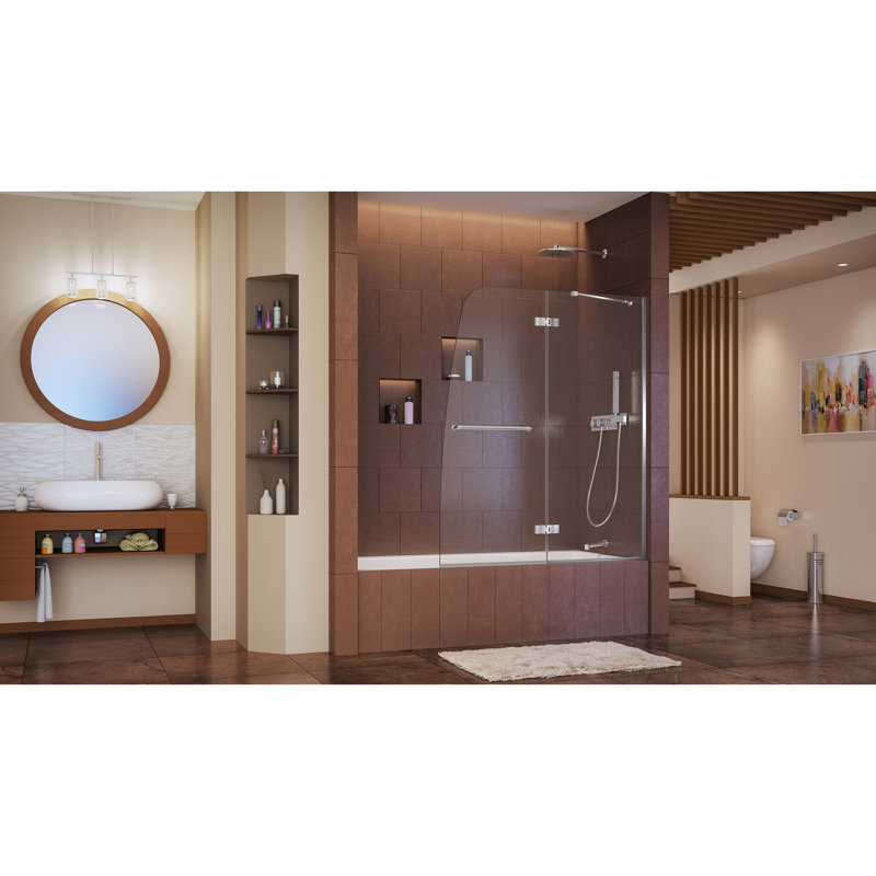 Aqua Ultra 47.75" - 48" W x 58" H Hinged Frameless Tub Door, Chrome