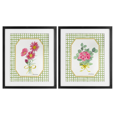 Ensemble de 2 reproductions encadrées sous-verre Cottage Botanical Story, par Lee Ann Sanders