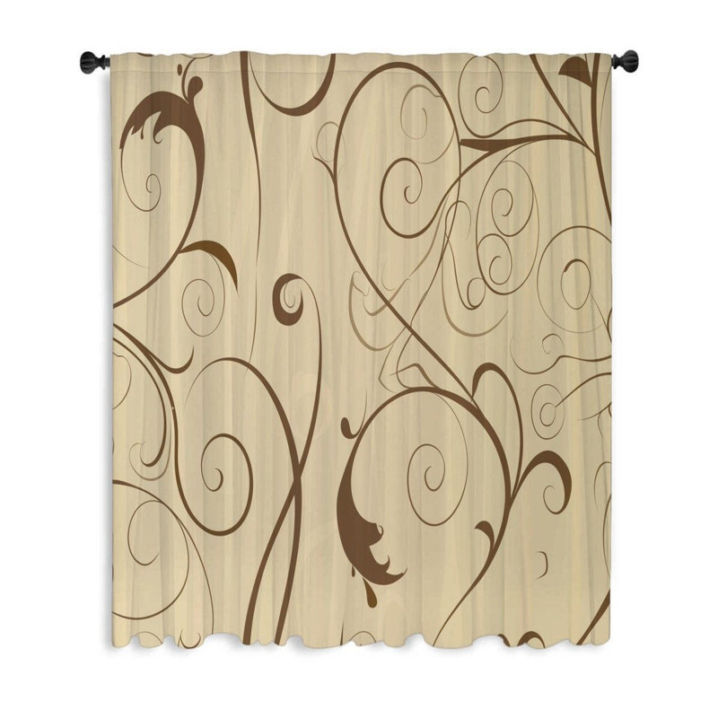 Scrollwork Window Curtains, Cool pattern Blockout & Sheer Curtains - 1 Panel, L 50 po x L 84 po