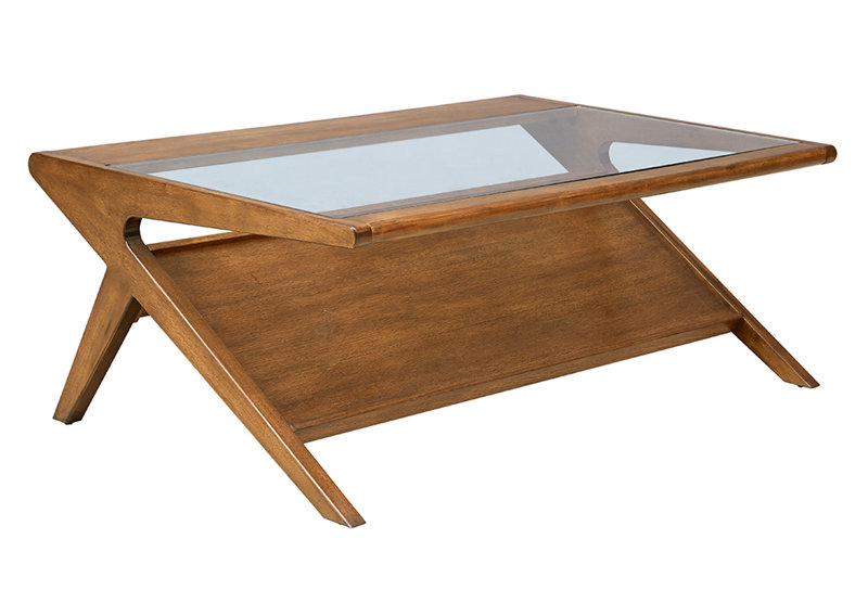 Balom Rocket Wood & Tempered Glass Coffee Table, Morocco Brown, Pecan