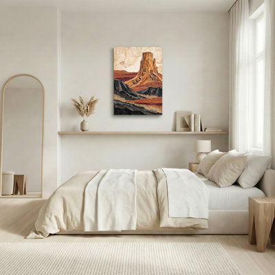 «Layered Rock Formation in Earth Tones», art mural sur toile de style collage
