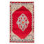 Tapis rouge en laine noué à la main de conception unique 3 pi 8 po x 5 pi 11 po New Age