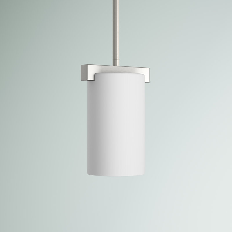Luminaire suspendu cylindrique à 1 lumière Delvin, Nickel brossé