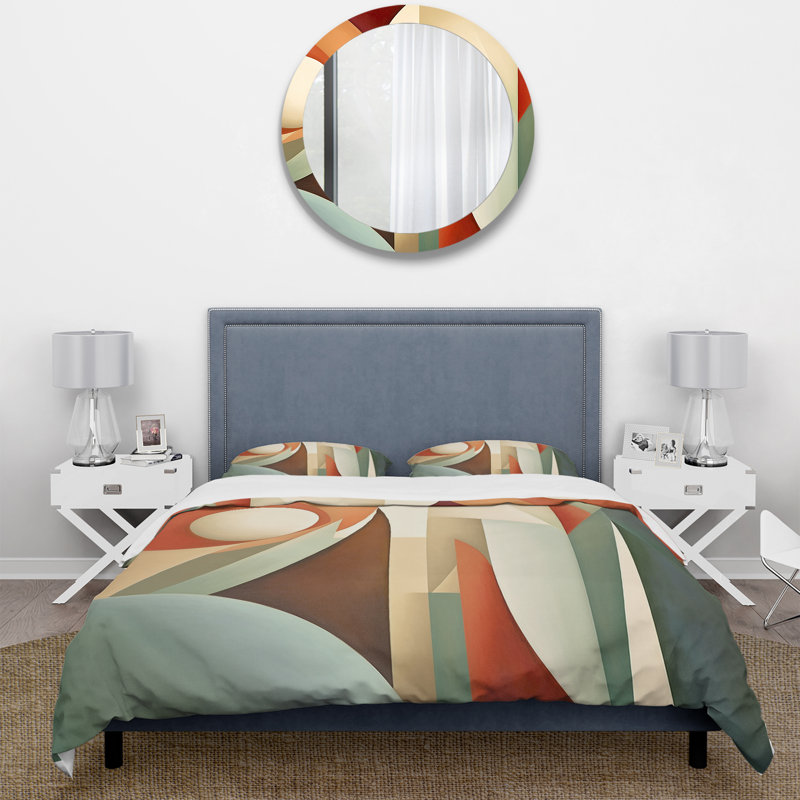 Ensemble de housse de couette Orange Green Symmetric Visions - Abstract Shapes