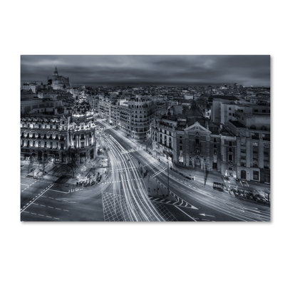 Madrid City Lights' Photographic Print on Wrapped Canvas -  Trademark Fine Art, 1X02428-C1624GG