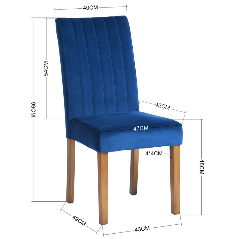 Beley Upholstered Dining Chair, Blue, Oak