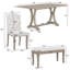 Ensemble de salle à manger de style américain 6 pièces - Table à tréteaux en bois massif avec chaises capitonnées et coussins en lin-2076913155