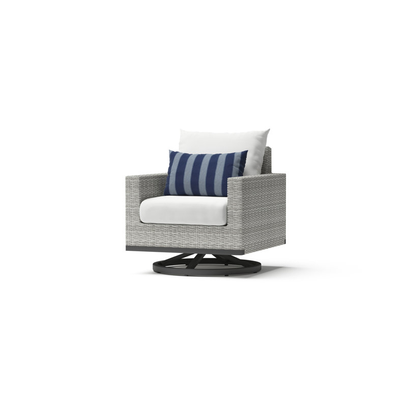 8 Piece Motion Deep Seating Patio Conversation Set, Gray, Centered Ink Stripe Sunbrella®