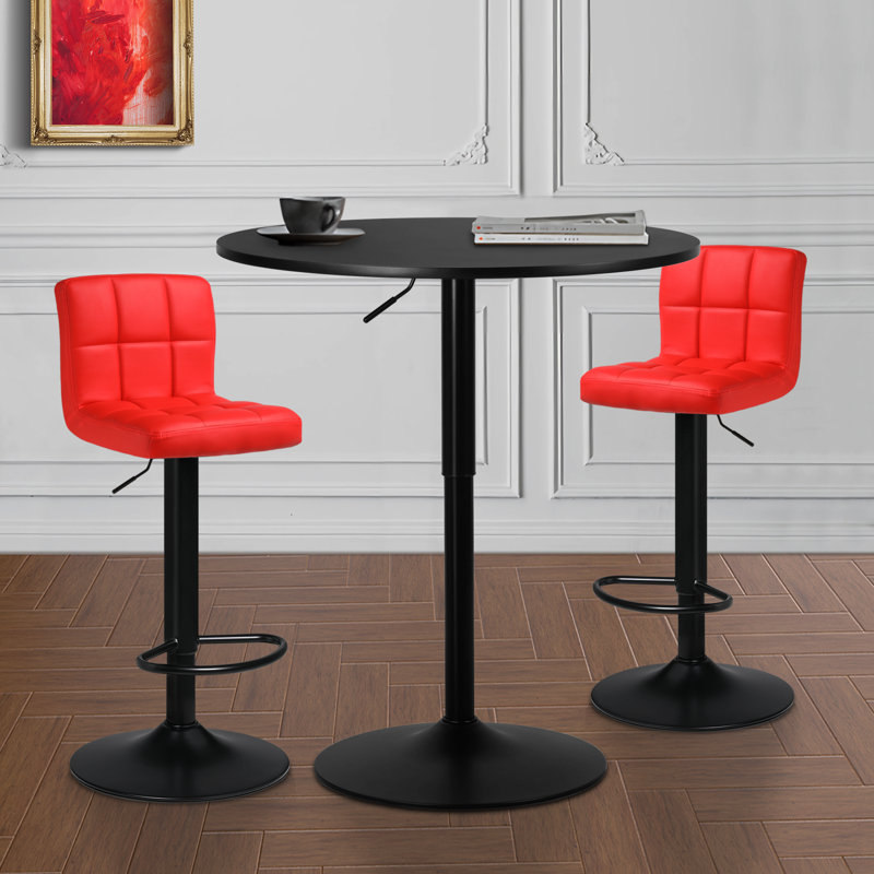 Ensemble de salle à manger 31,5 po x 31,5 po Laylan, Noir, Rouge