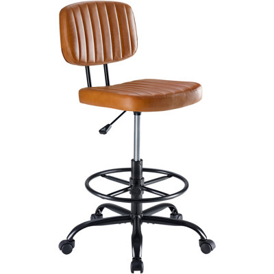 Chaise de dessin ergonomique moderne Ovidia avec repose-pieds annulaire, chaise de bureau haute pour bureau debout et comptoir de bar
