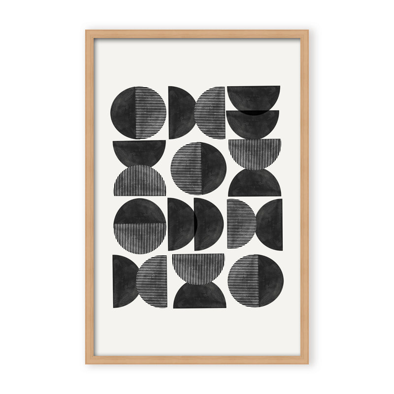 Abstract Mid Century, Geometric by  - Picture Frame Painting on Paper, 48" H x 32" W x 1.125" D, Black, Framed Matted Print