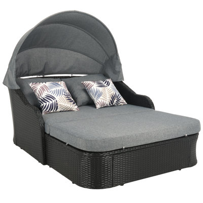 Caydie 47'' Wide Wicker Patio Daybed with Cushions