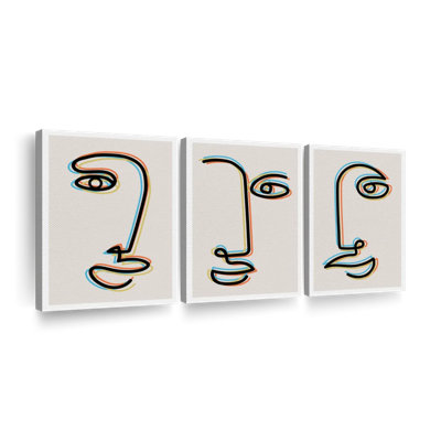 Abstrait visages en couleurs holographiques, reproduction sur toile