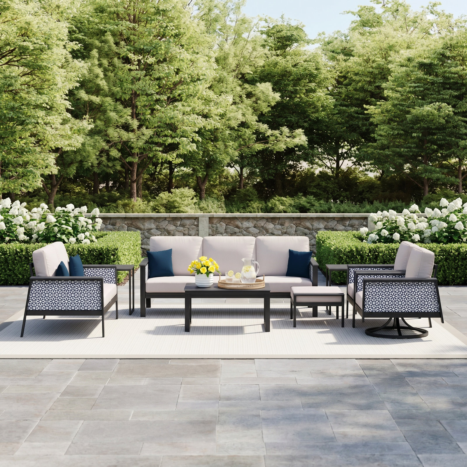 Townsend 7-Person Patio Seating Group, Canvas Granite