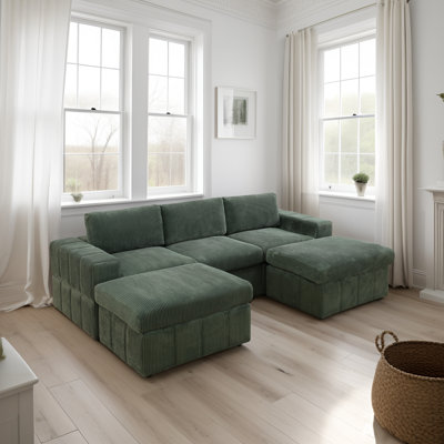 Canapé modulaire réversible en tissu de qualité supérieure avec repose-pieds de 104 po de largeur 104 po