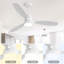 Ventilateur de plafond à pales en bois 52 lumières DEL 52 pouces avec ensemble d'éclairage et télécommande 6 vitesses-121071309-121071305