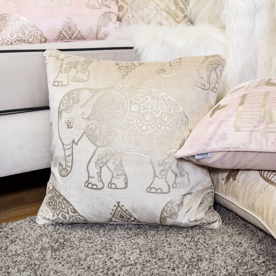  Elephant Velvet Throw Pillow (Set of 2) Homey Cozy 