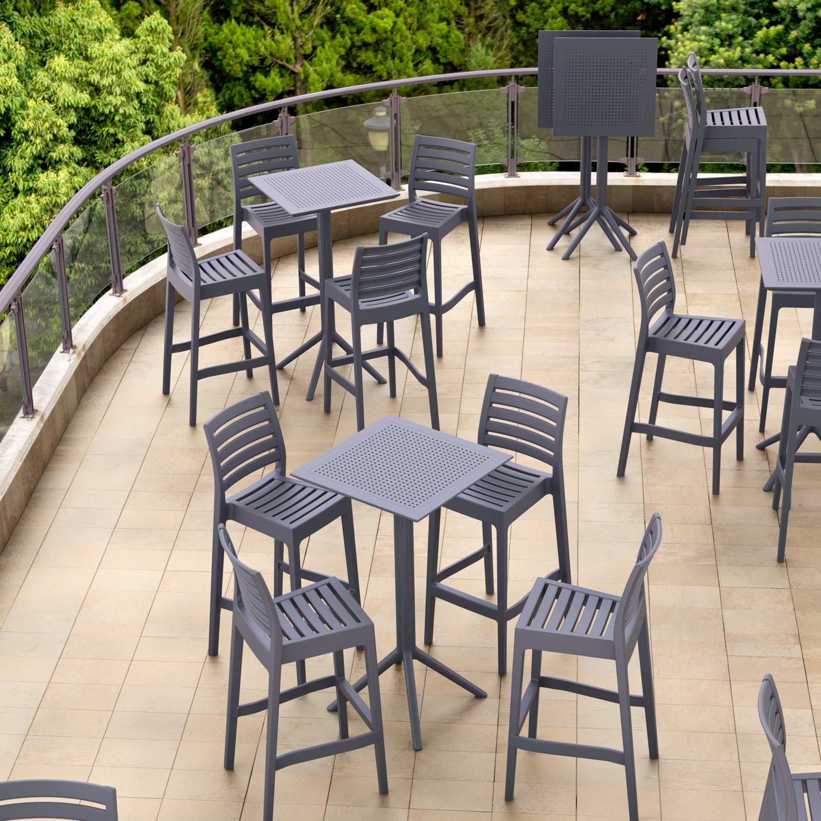 42.5'' Outdoor Bar Stool, Dark Gray