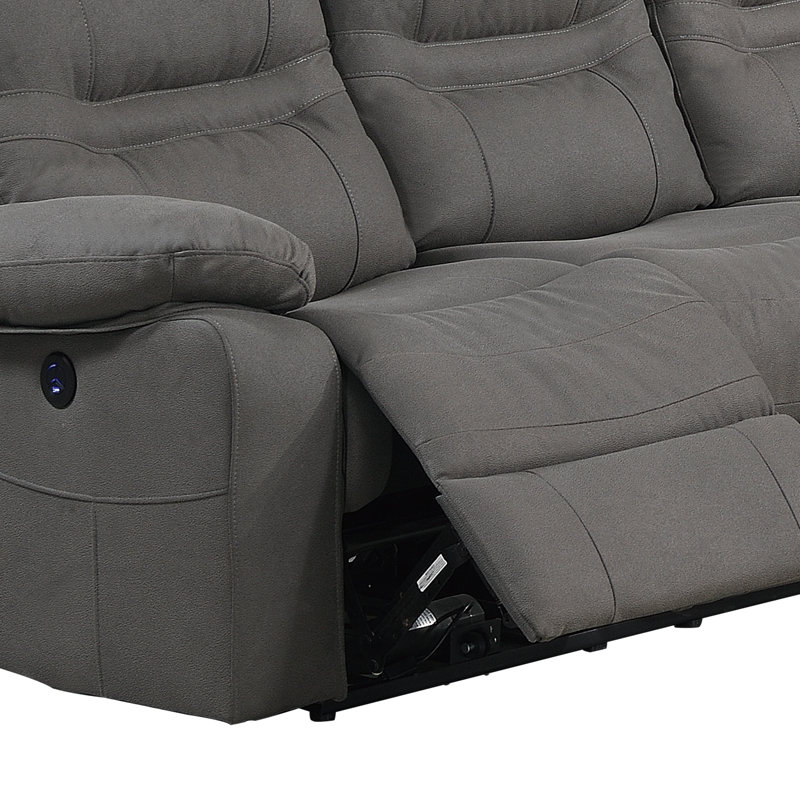 LosPalmos 86'' Faux Leather Reclining Sofa, Gray