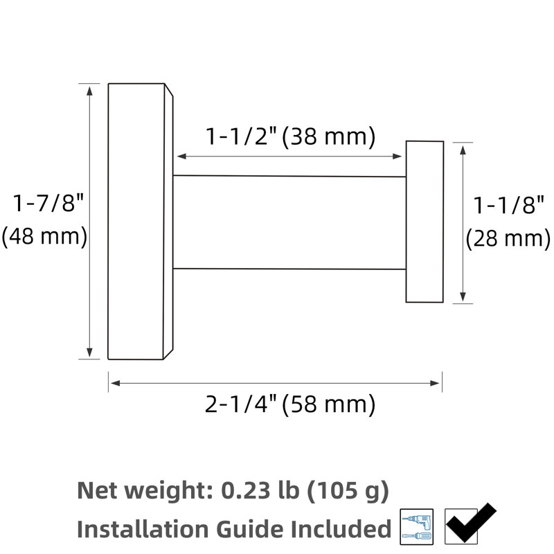 Wall Mounted Towel Hook, Brushed Nickel
