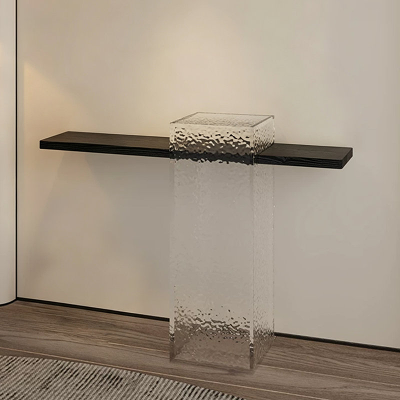 Modern Black Solid Wood Console Table, 39.37