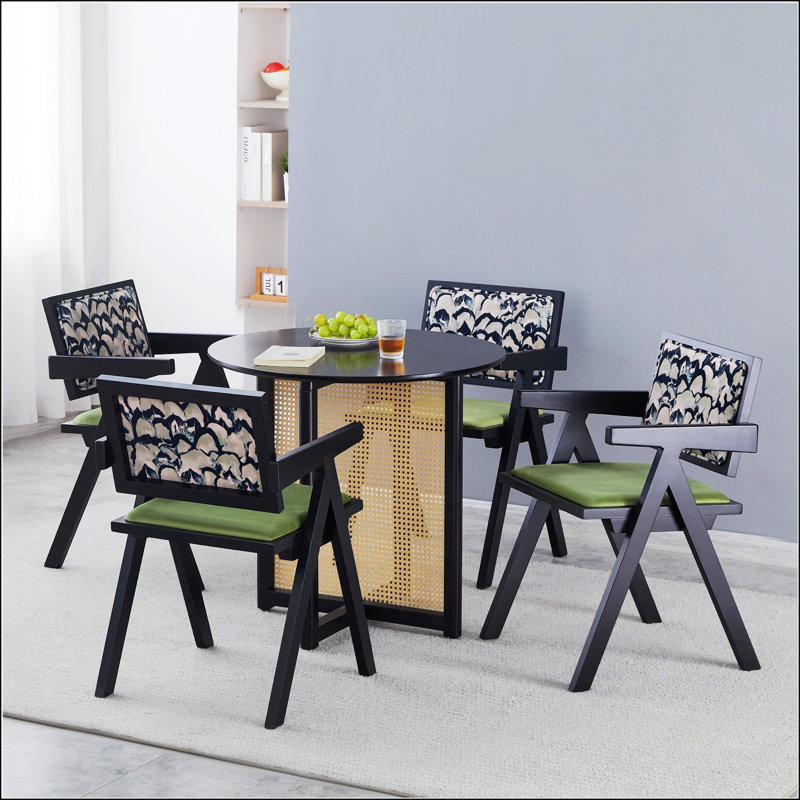 Black Solid Wood Round Table