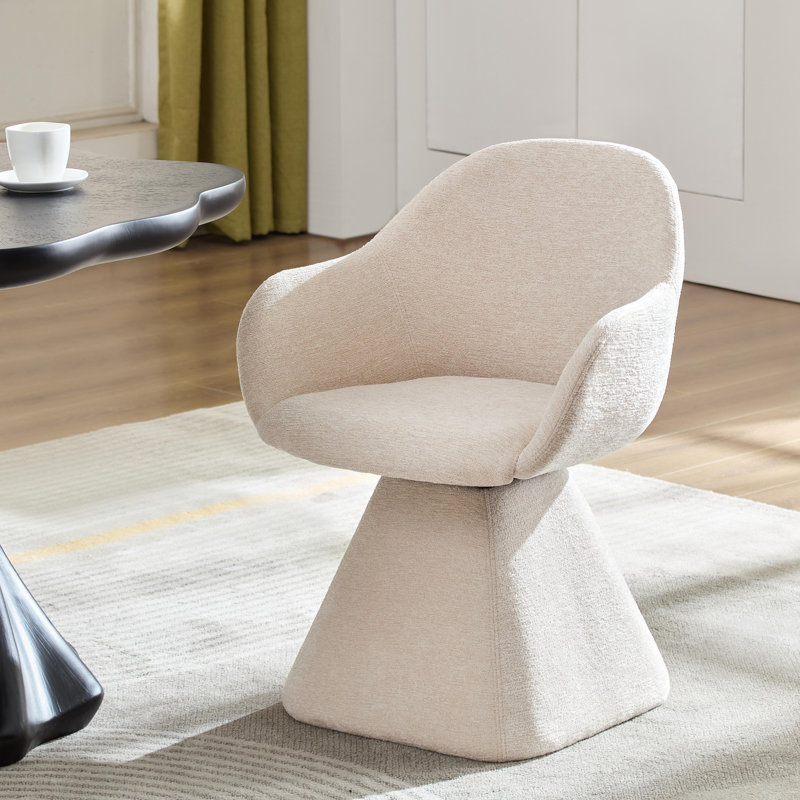 Chaise d'appoint pivotante à 180 °, chaise de salle à manger en velours imperméable avec base en bois (ensemble de 6), 6
