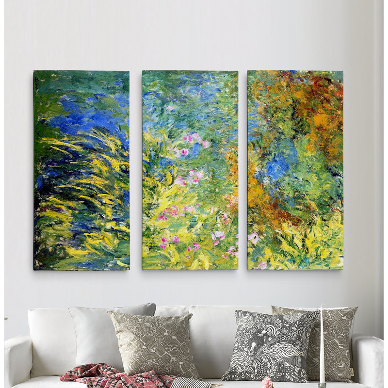 « irises » par le étang» par claude monet, reproduction d’image multi-pièces sur toile, H 24 po x l 36 po x P 1,5 po