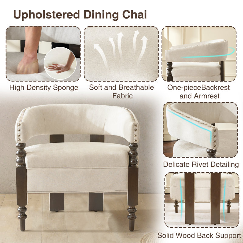Barrel Upholstered Armchair, Beige