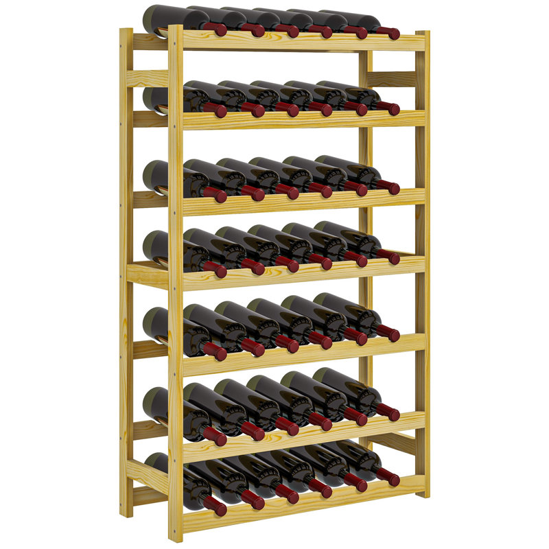 42 Bottle Floor Wine Bottle Rack, Wooden Wine Rack - Natural Finish