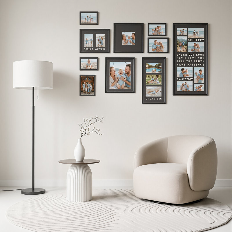 10 Piece Mixed Size Separate Frame Kit, PVC Gallery Wall Set Holds Total 20 Photos