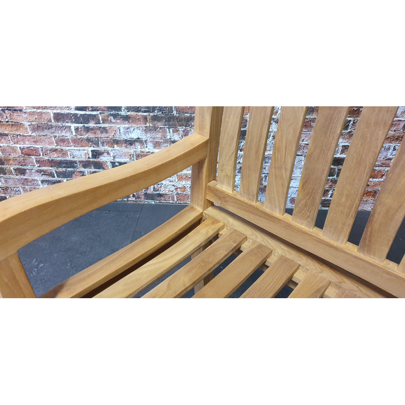 Vicknair Solid Wood Teak Outdoor Bench, 90cm H x 120cm W x 62cm D
