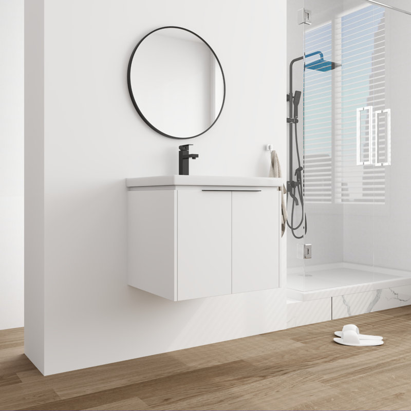 Meuble-lavabo simple avec plateau en céramique 24,14 po Calumn