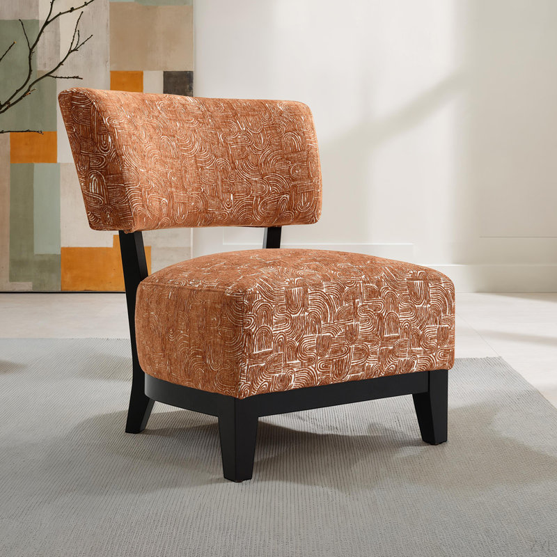 Fauteuil d'appoint rembourré avec dossier incliné Swirle, Orange