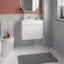 Meuble-lavabo flottant à deux portes Chaux, avec lavabo en résine et deux tablettes, rangement pour salle de bain, blanc-504370079