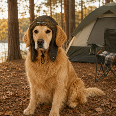 Vintage Aviator Pet Hat with Plush Lining and Adjustable Drawstring
