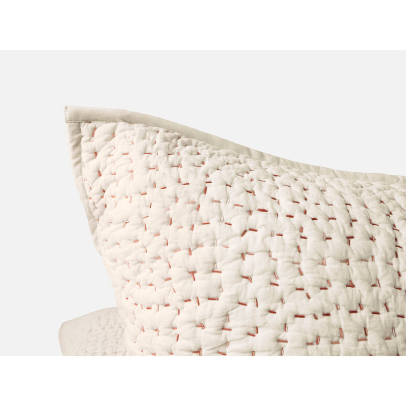 Pebbled Handstitched Organic Sham, Undyed